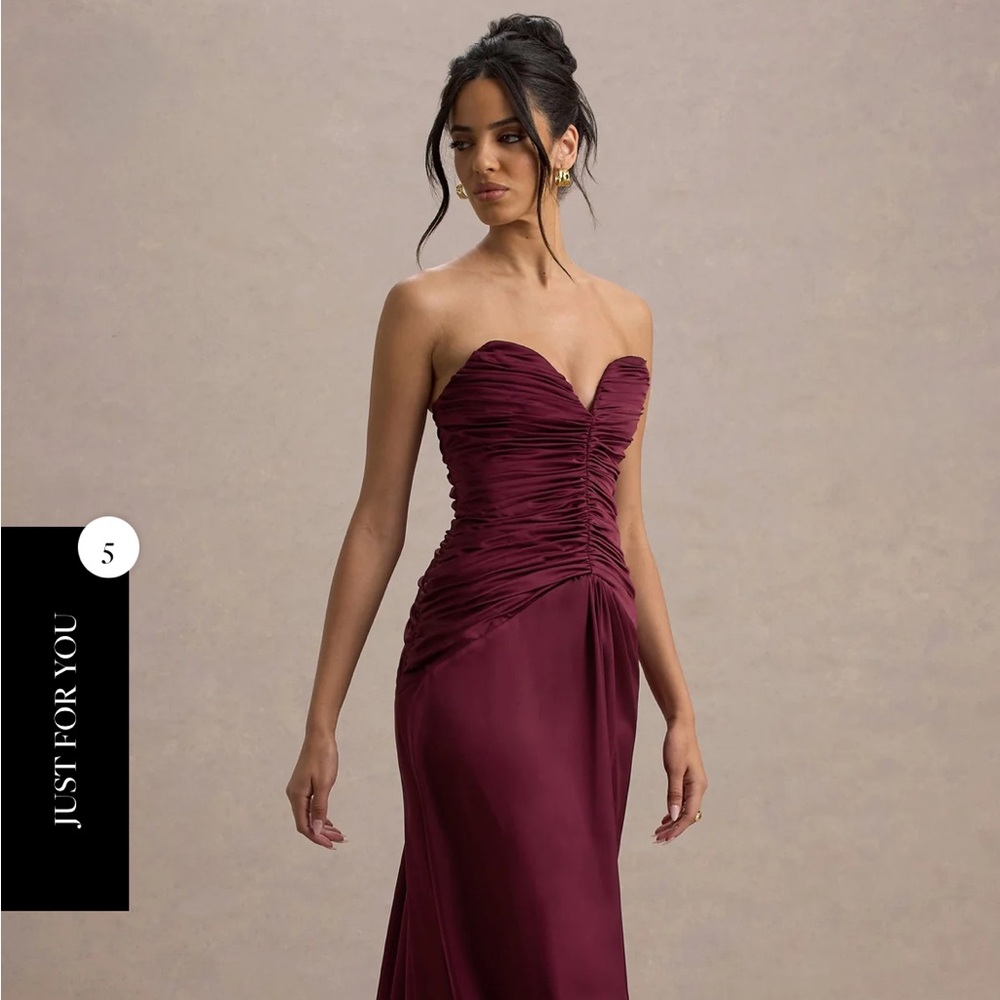Club L London Strapless Wine Dress